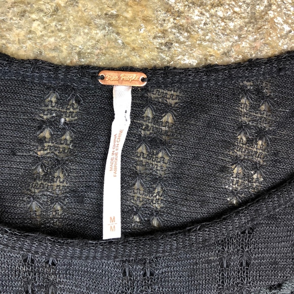 Free People Lace Panel Babydoll Peasant Top Black - Picture 4 of 8